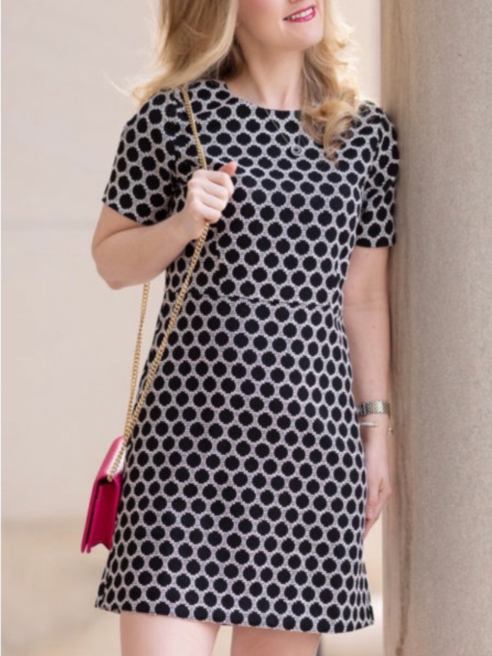 Ann Taylor Black and White Polka Dot Short Sleeve A Line Dress -perfect / 2
